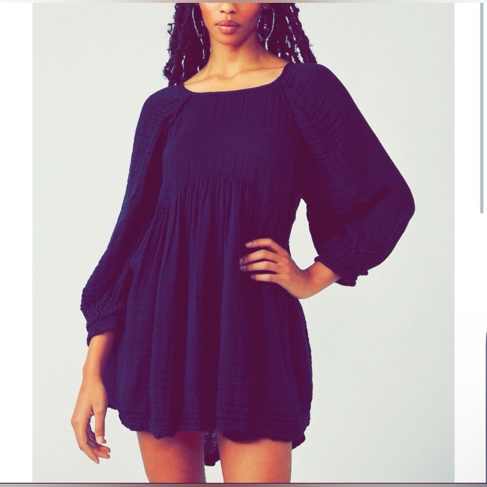 FREE PEOPLE Adler Tunic Dress CELESTIAL INDIGO Navy Blue Size: XS